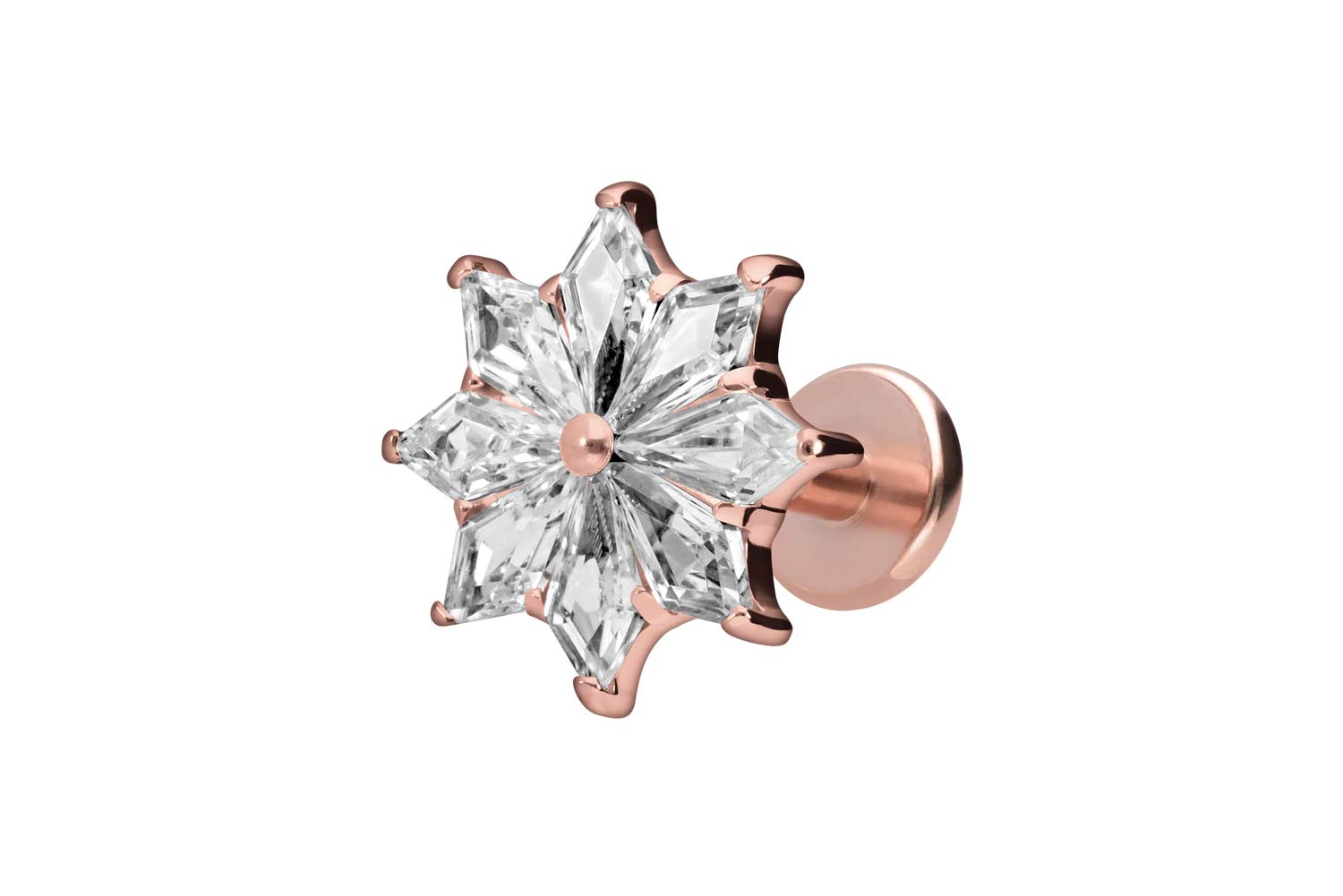 Titan Labret Piercing mit Innengewinde KRISTALLSTERN